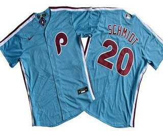 Men%27s Philadelphia Phillies #20 Mike Schmidt Light Blue Cool Base Jersey